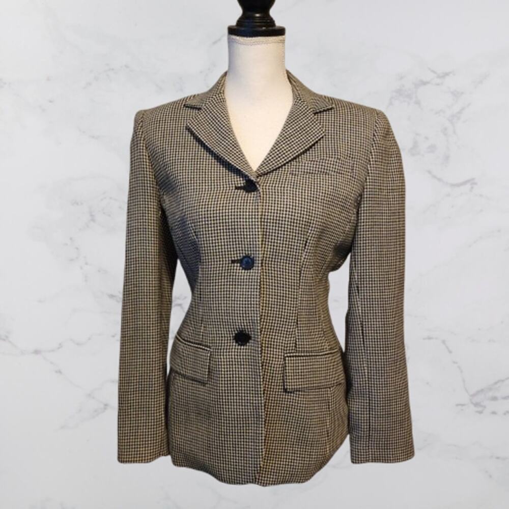 Ann Taylor Black & Ivory 86% Wool Blazer Size 4
